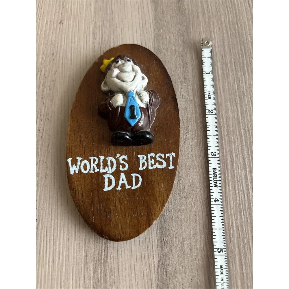 Vintage1960s Wood Wall Plaque Worlds Best‎ Dad by Fun Services Retro Mod Kitsch